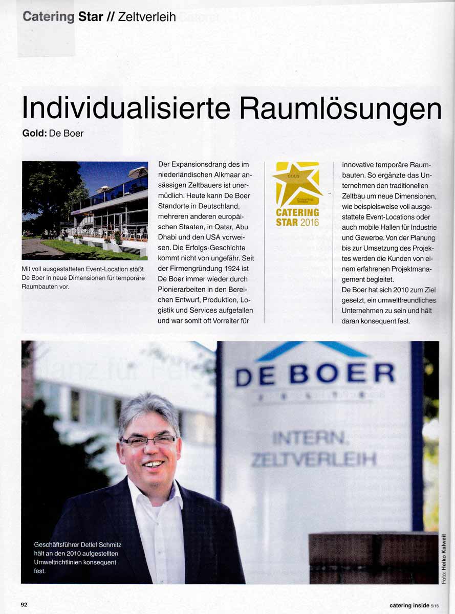 Artikel in der Zeitschrift Catering Inside