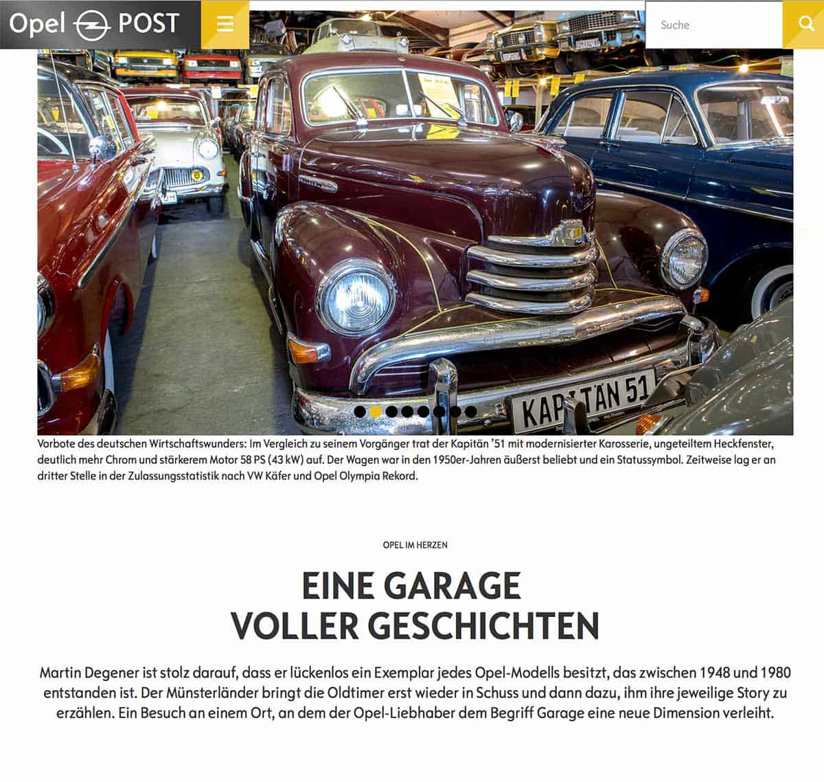 Opel Artikel über einen Opelsammler im Online-Magazin "Opel Post"